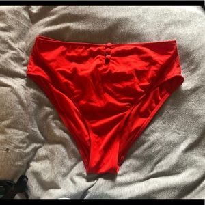 High waisted red bikini bottoms